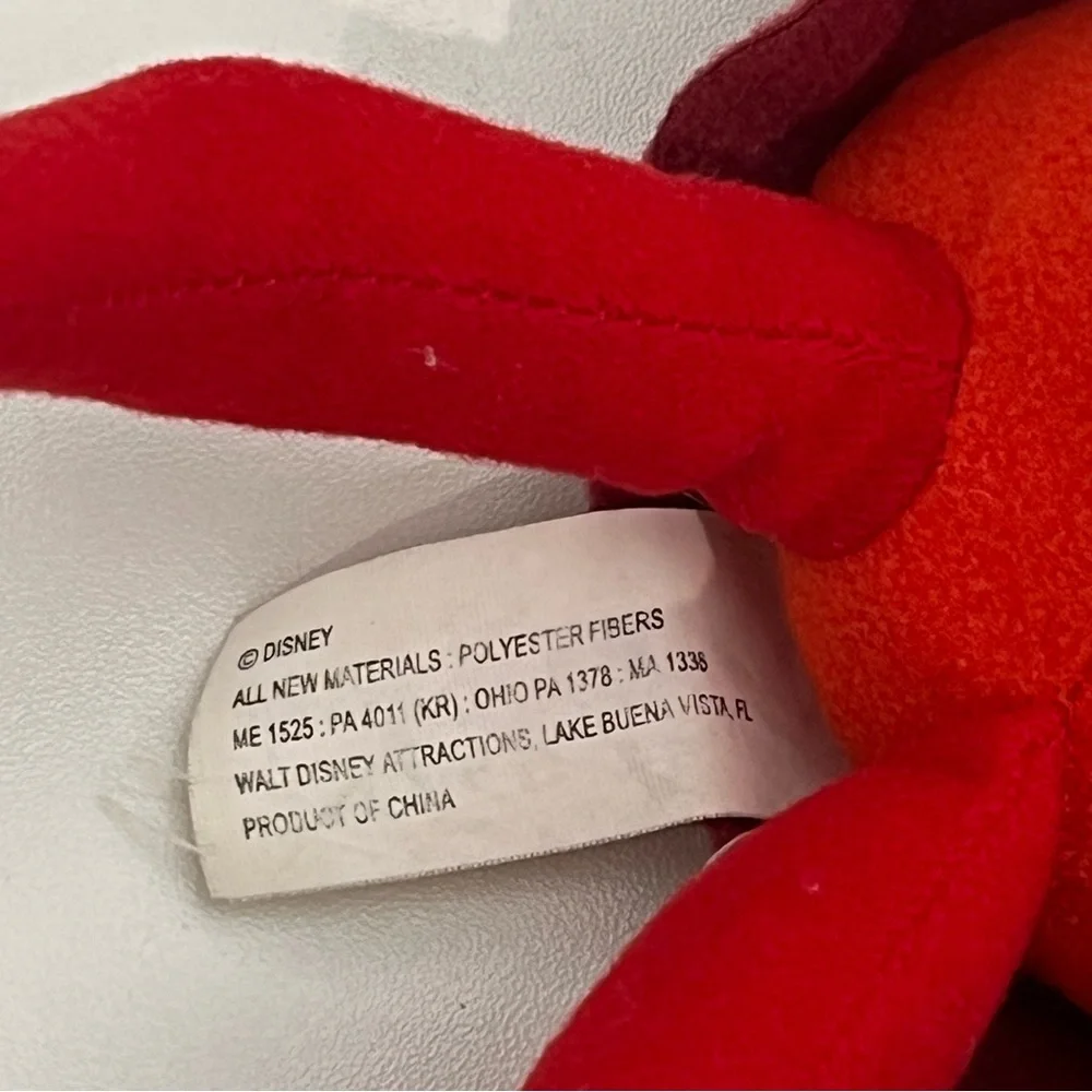 Vintage Disney Sebastian Plush Crab 122-49507 Walt Disney World Tag